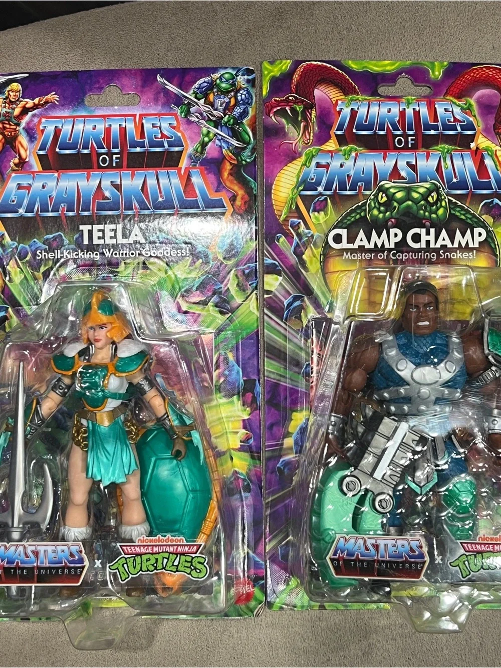 Turtles of Grayskull Teela & Clamp Chomp  Figure Masters The Universe MOTU TMNT